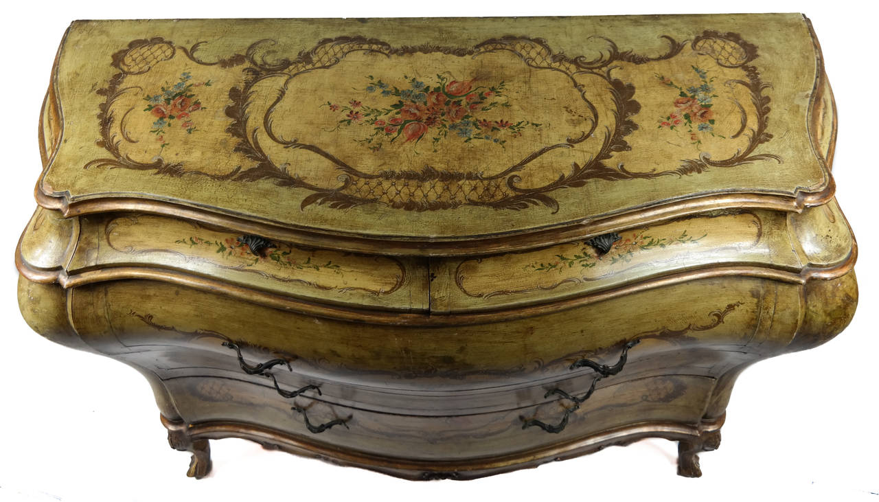 hand painted bombe chest