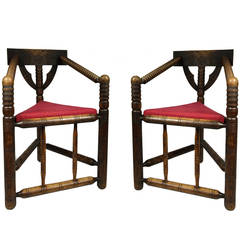 Antique Pair Oak Turner Chairs