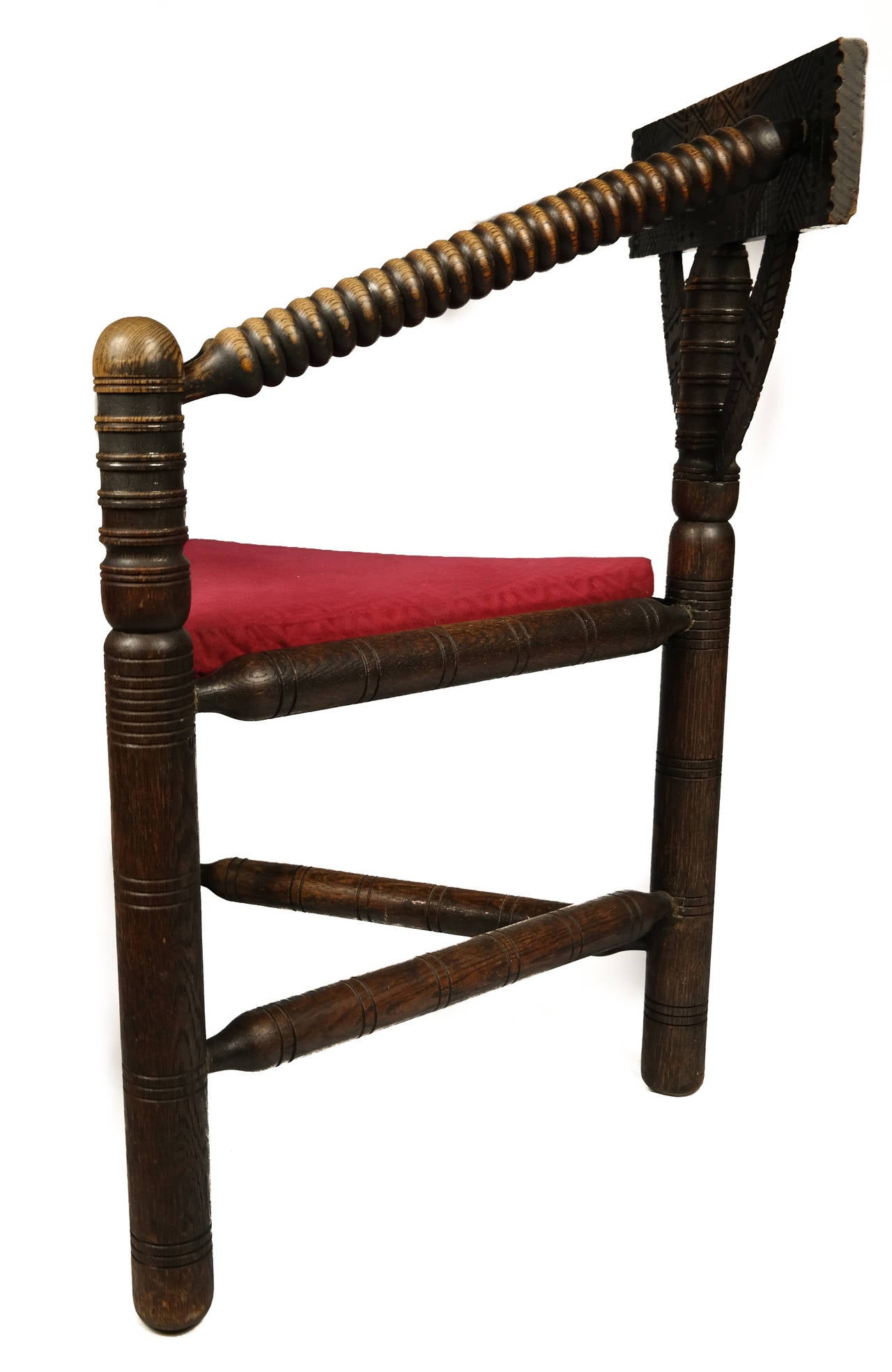 Pair Arts and Crafts oak turner chair, English, ca. 1880