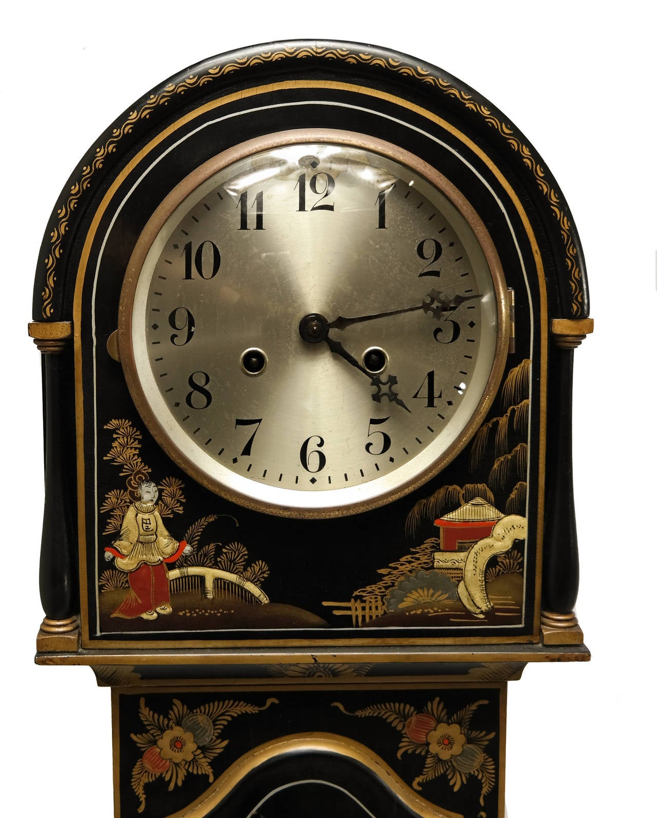 Lacquered Exceptional Chinoiserie Grandmother Clock