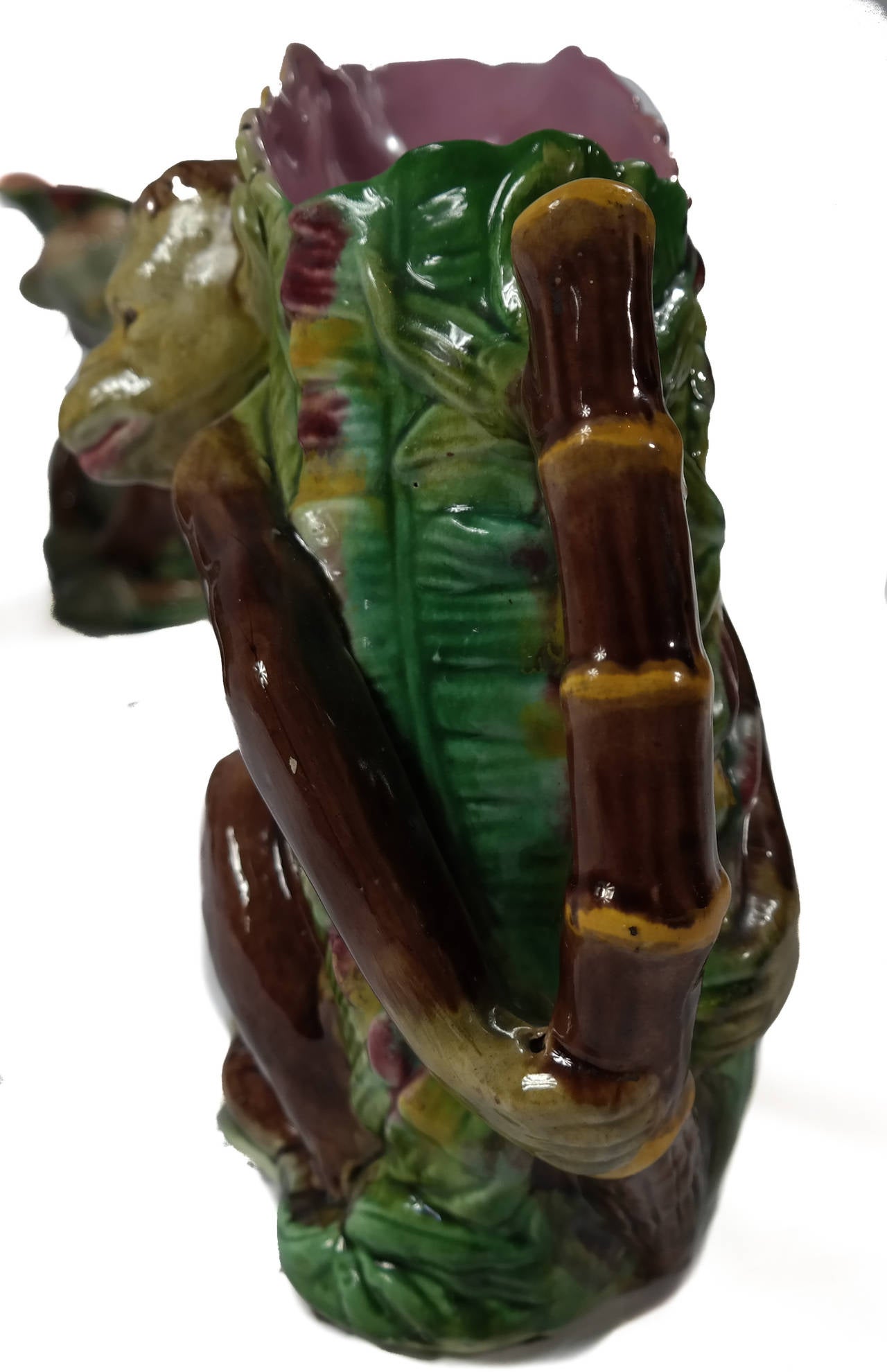 Set of Four Majolica Monkey Graduated Pitchers, 8 to 10 ins., English, c. 1880  For Sale 1