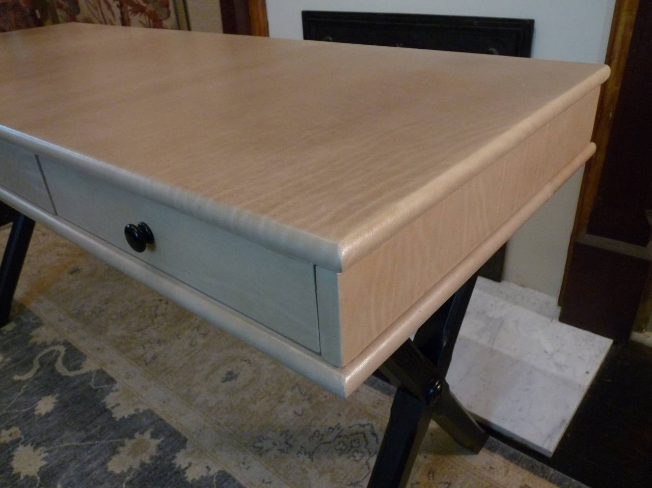 Vellum Wrapped Desk In Excellent Condition For Sale In Middleburg, VA