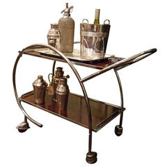 Rosewood and Chrome Drinks Cart