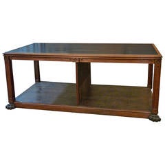 19th Century Oak and Leather Library Table