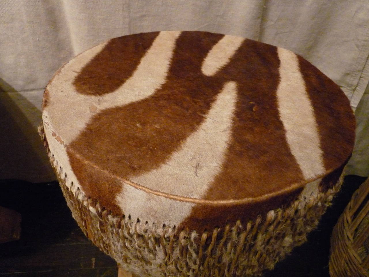 20th Century African Zebra Drum