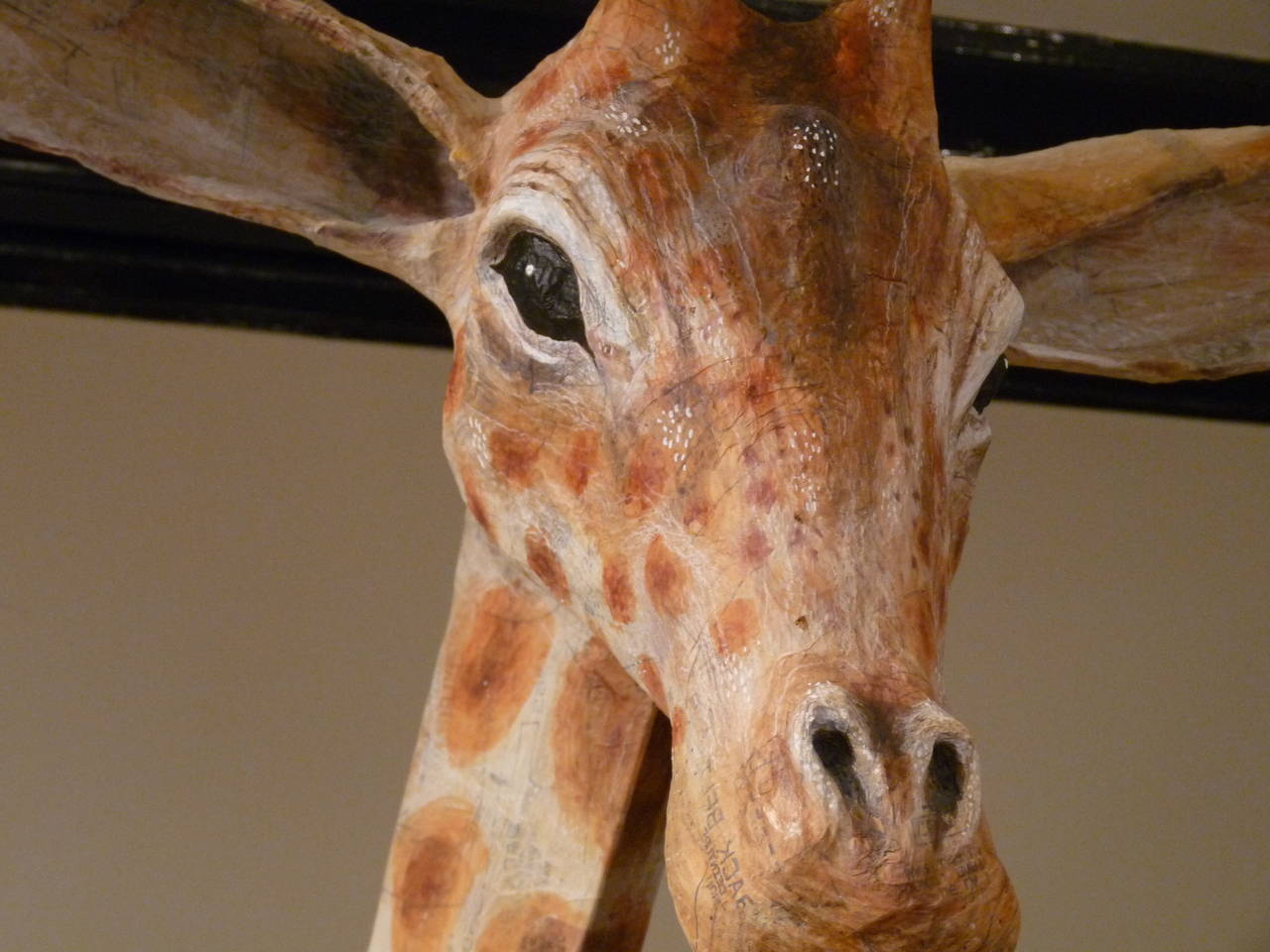 Handcrafted Paper Mache Giraffe Bust In Excellent Condition In Middleburg, VA