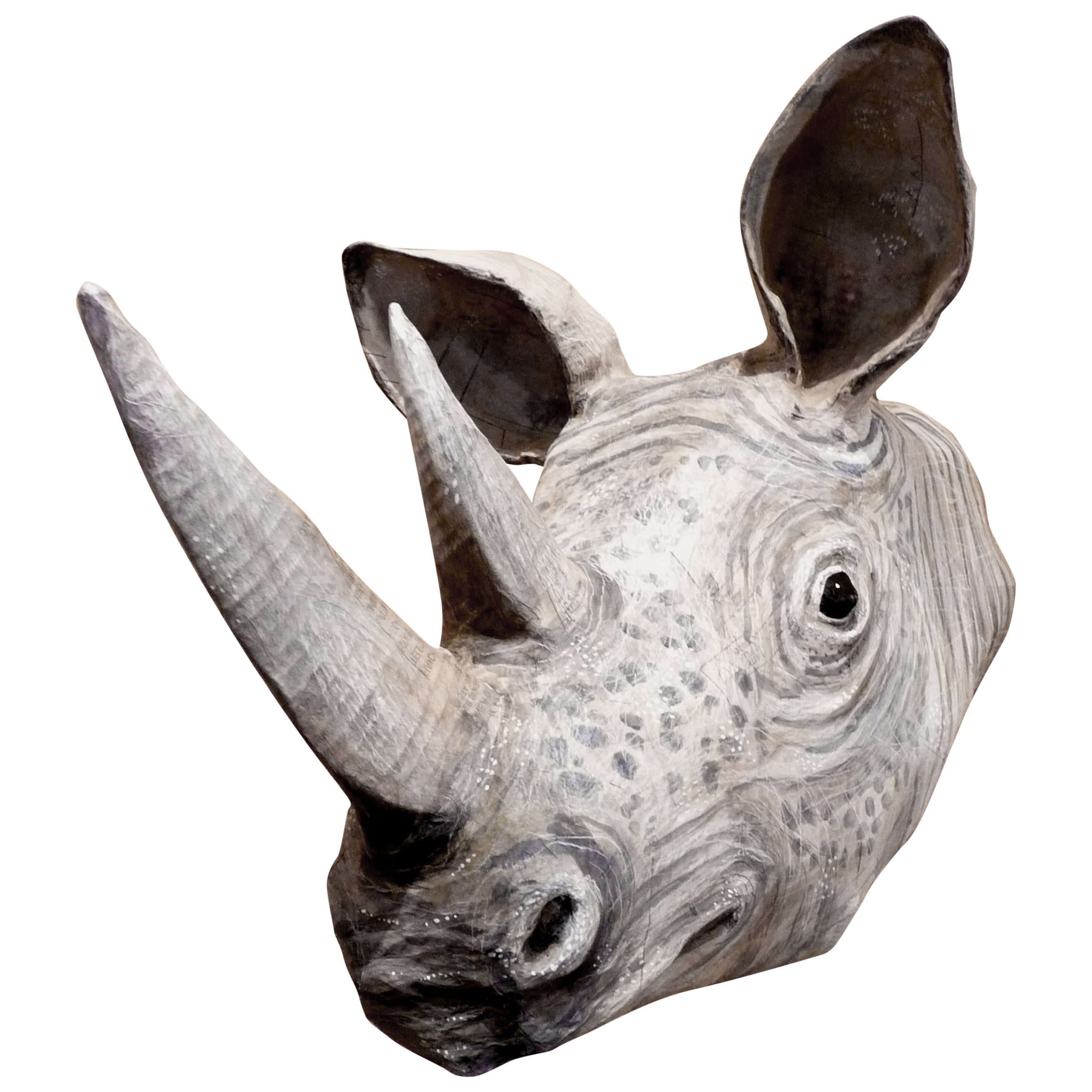 Handcrafted Papier Mâché Rhinoceros Bust