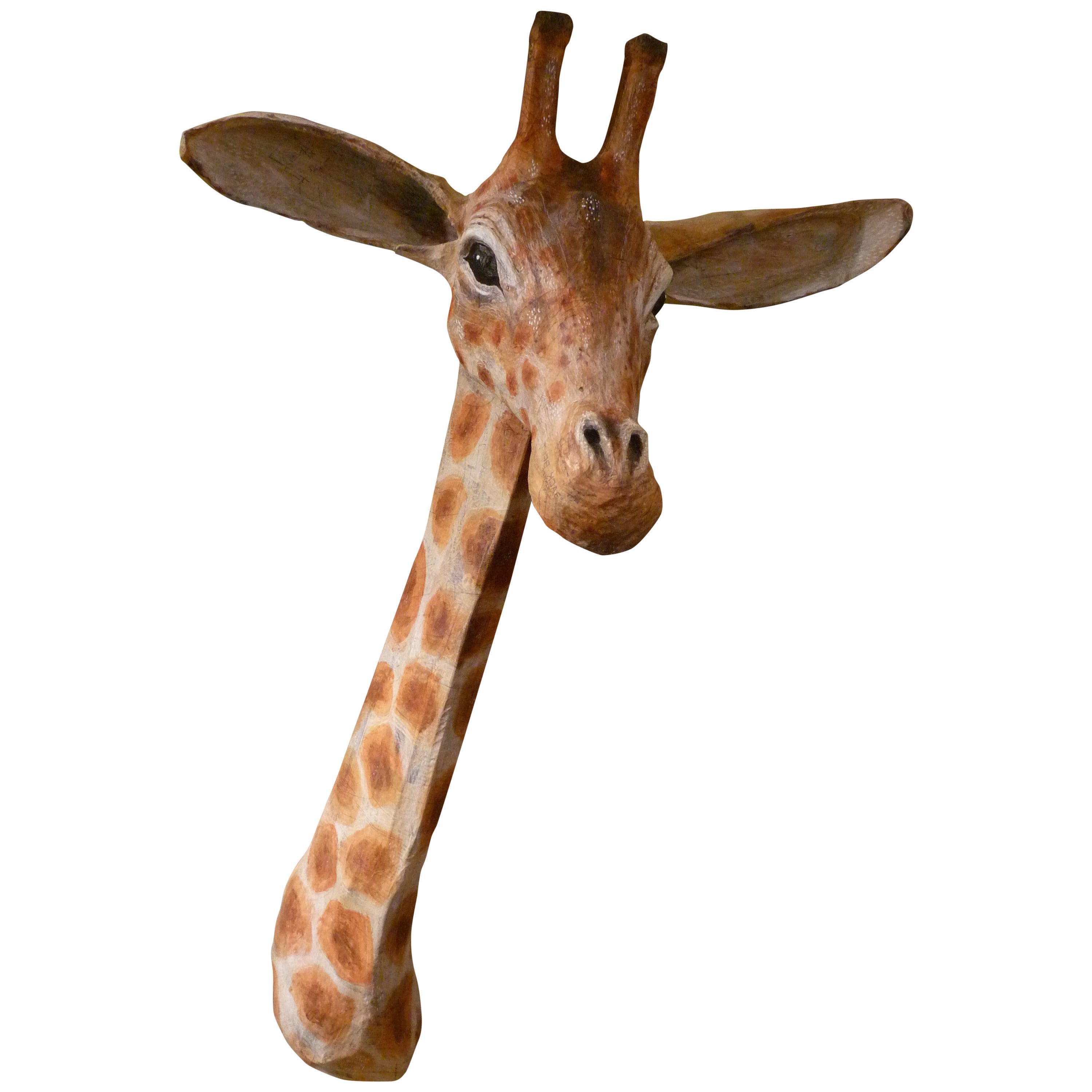 Handcrafted Paper Mache Giraffe Bust