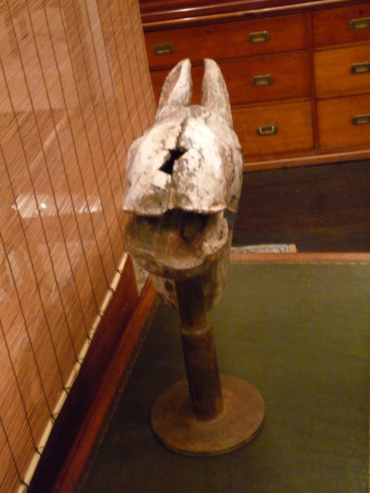 English Carousel Horse Head with Iron Base For Sale