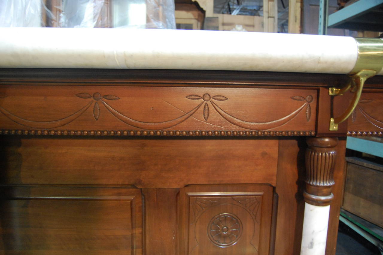 Turned Post Civil War Marble Front Bar For Sale