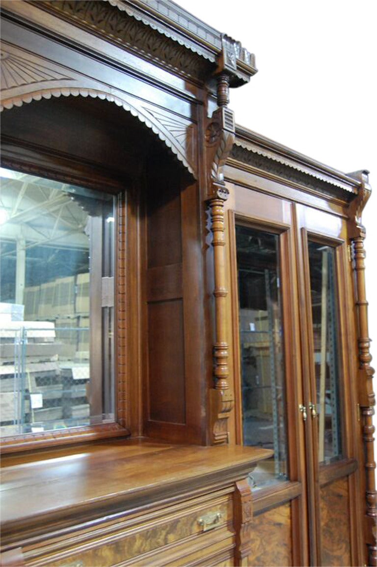 Walnut Victorian Bar Cabinet For Sale