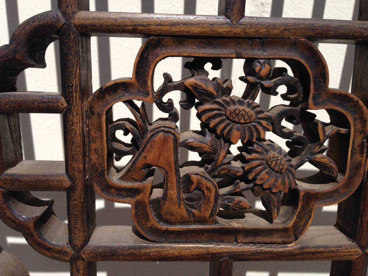 Hand-Carved Chinese Lattice Screen, 19th Century For Sale