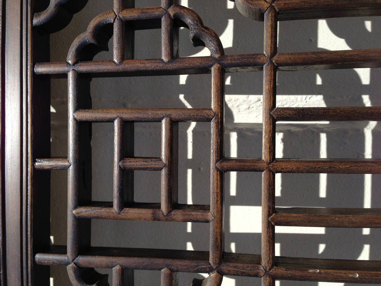 Wood Chinese Lattice Screen, 19th Century For Sale