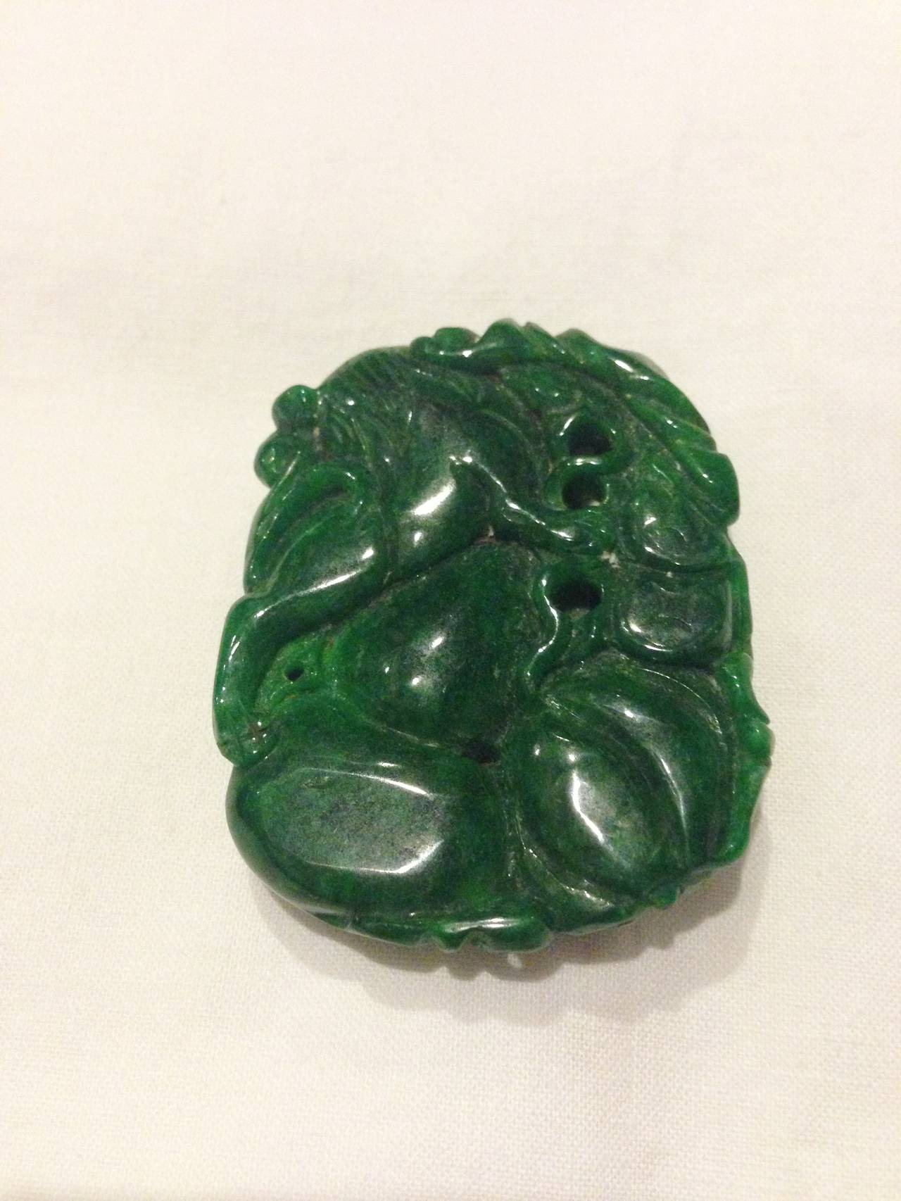 19th Century Green Jade Pendant In Excellent Condition In SOMIS, CA