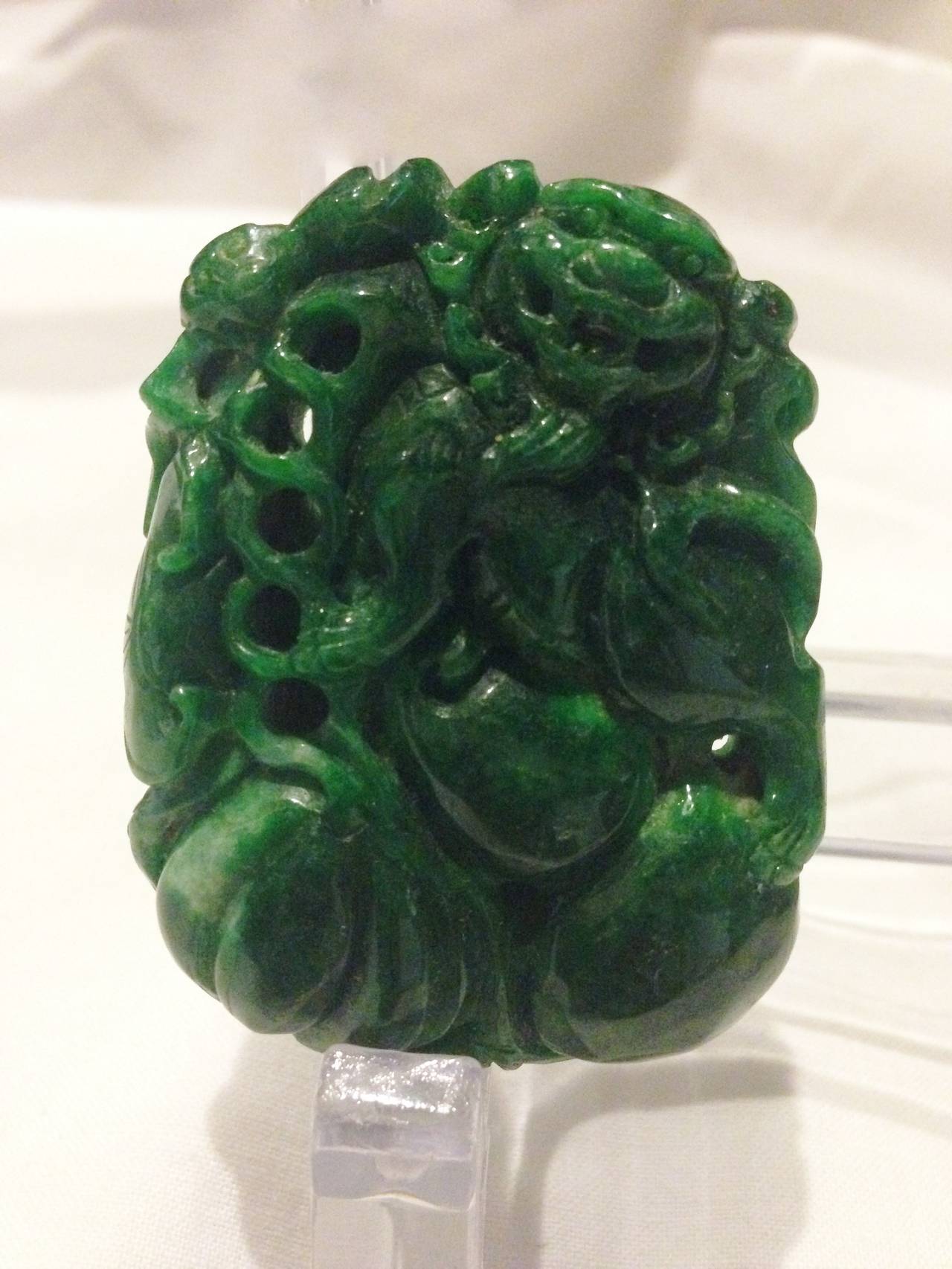19th Century Green Jade Pendant 1