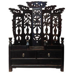 Antique Chinese Temple Altar, Hand Carved, 19th Century