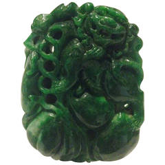 Antique 19th Century Green Jade Pendant