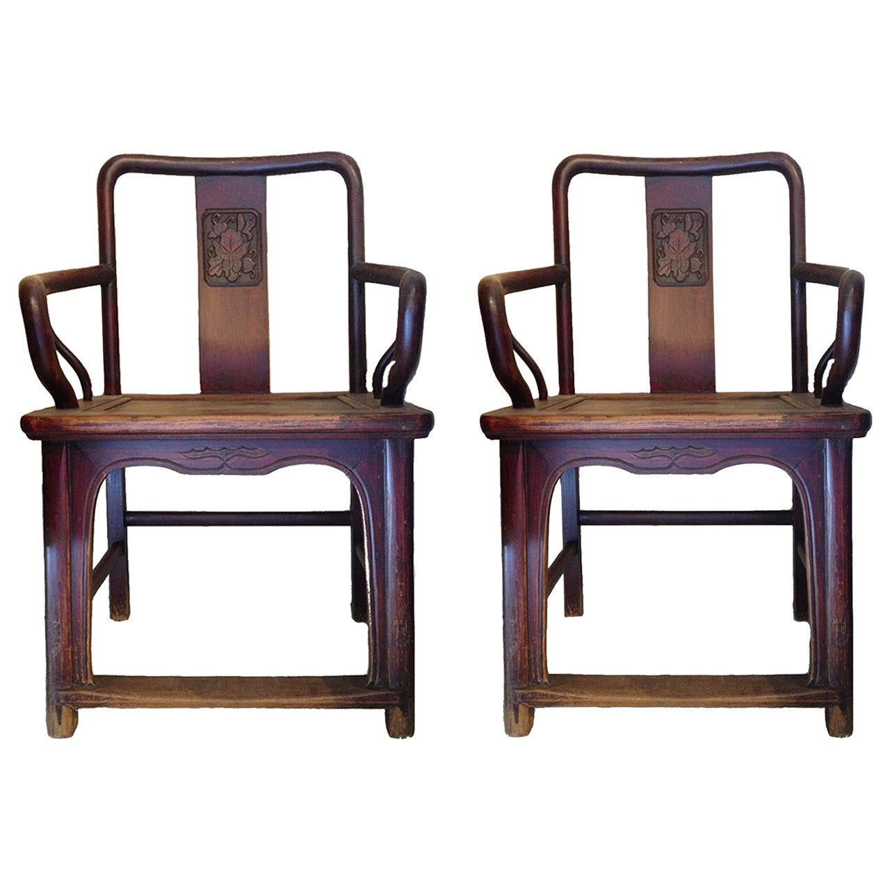 Antique Ming Style Armchairs, Pair For Sale