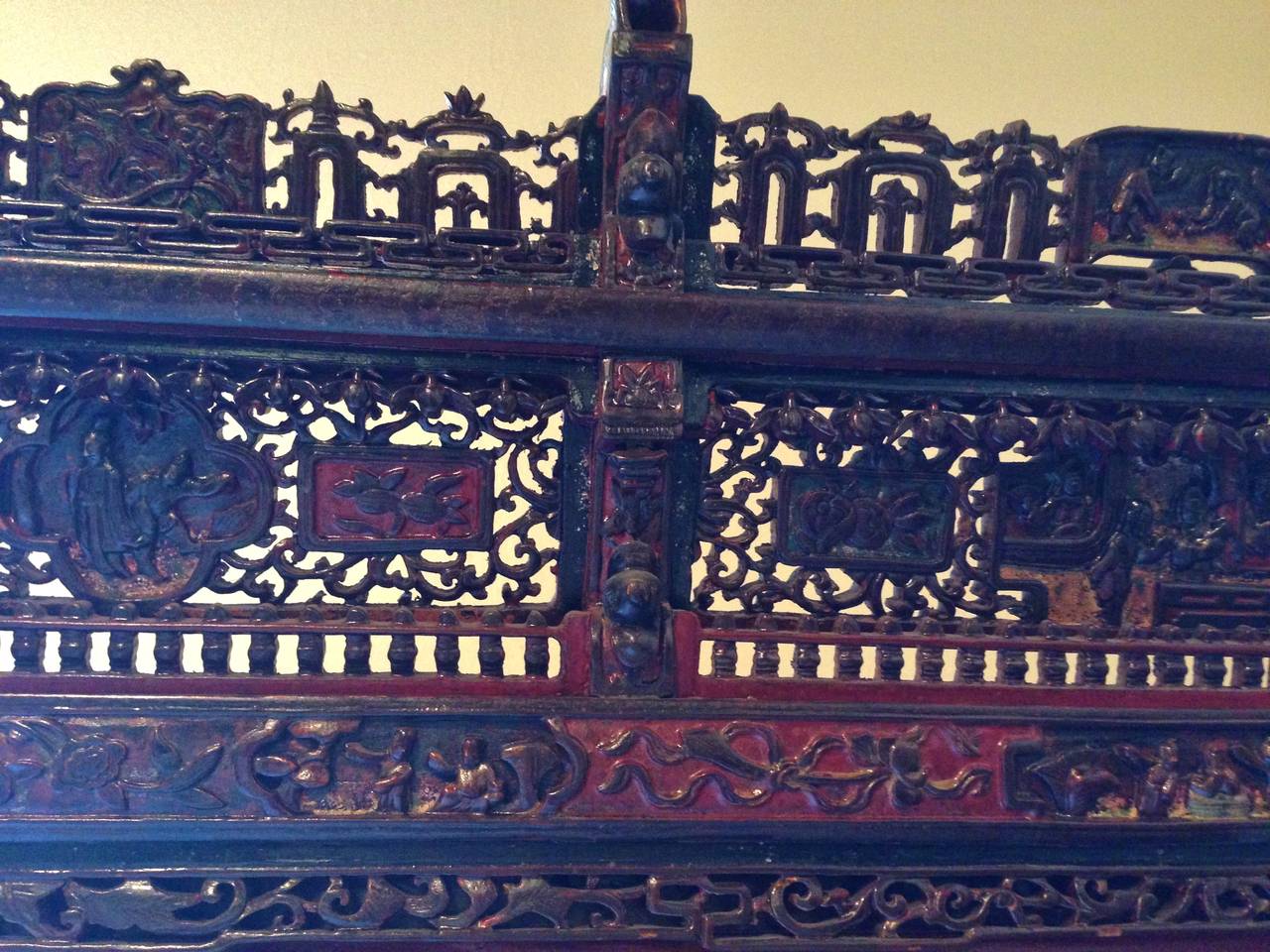 Chinese Red Wedding Chest with Crown, 19th Century