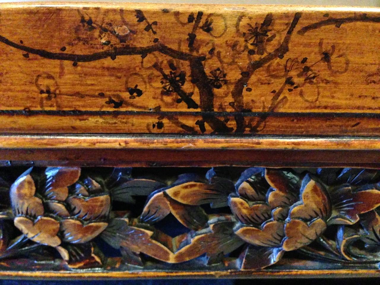 Hand-Carved Chinese Antique Scholar's Chest, Bookcase For Sale