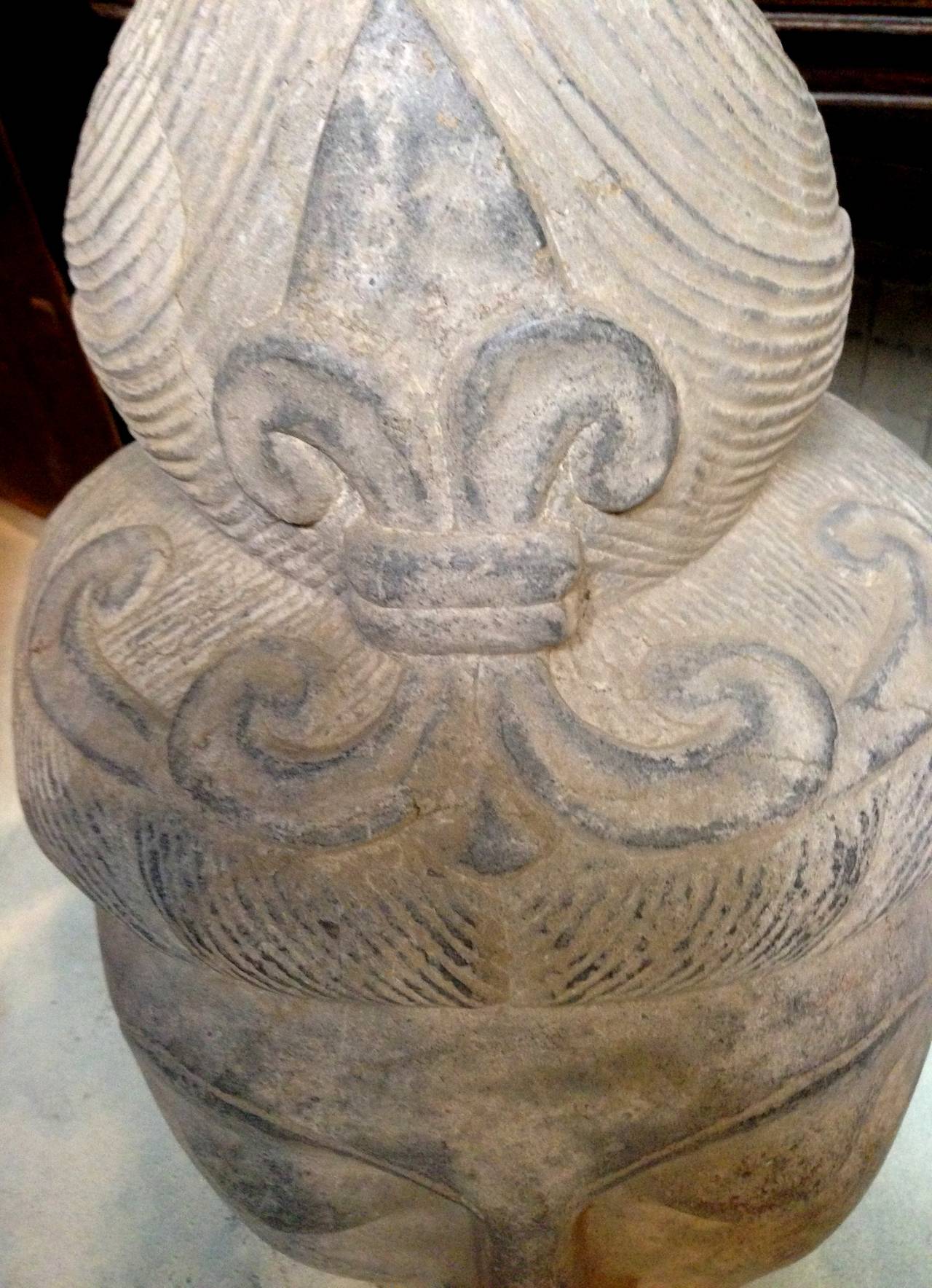 20th Century Giant Carved Stone Buddha Guan Yin Head