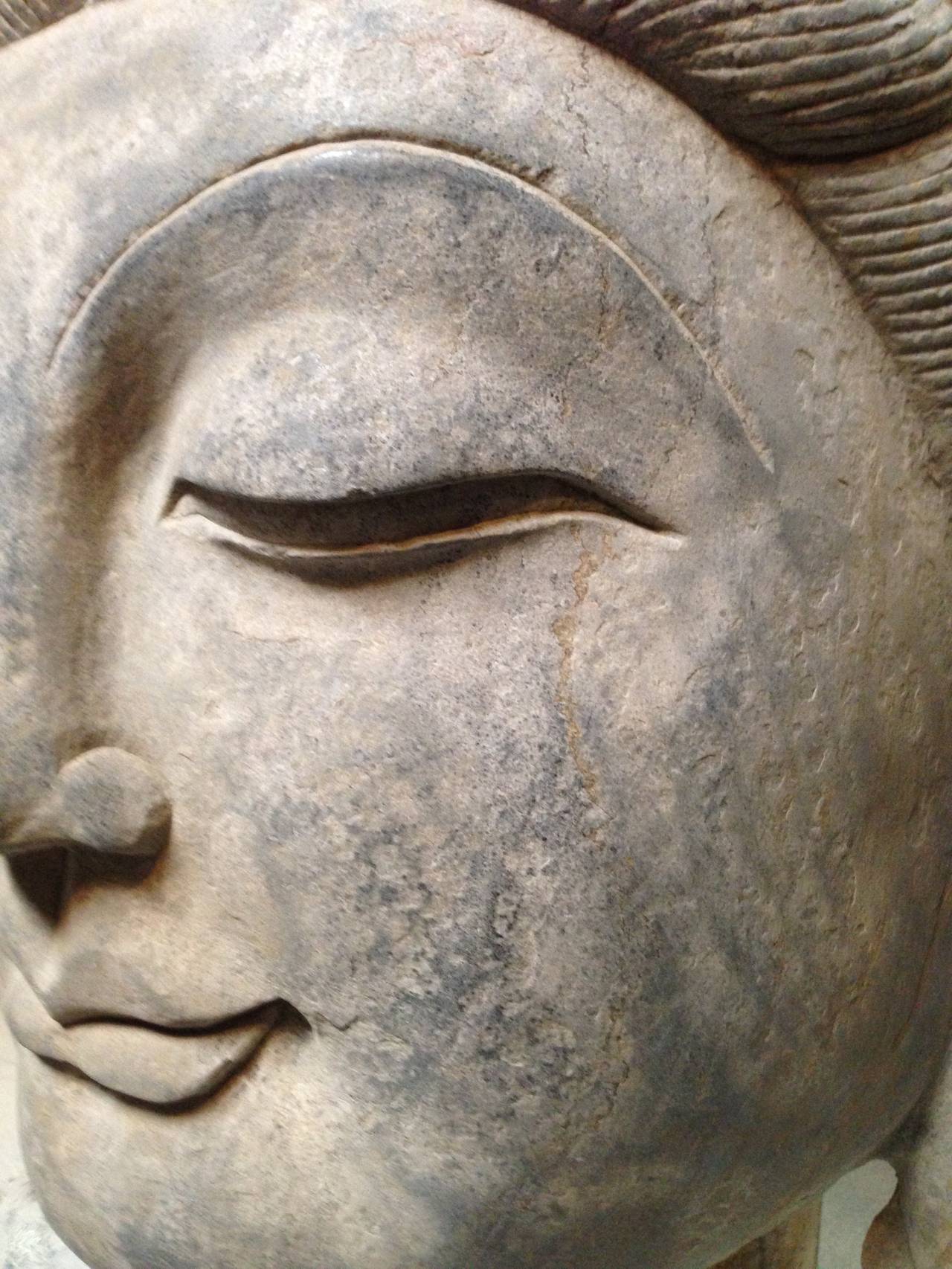 Giant Carved Stone Buddha Guan Yin Head 1