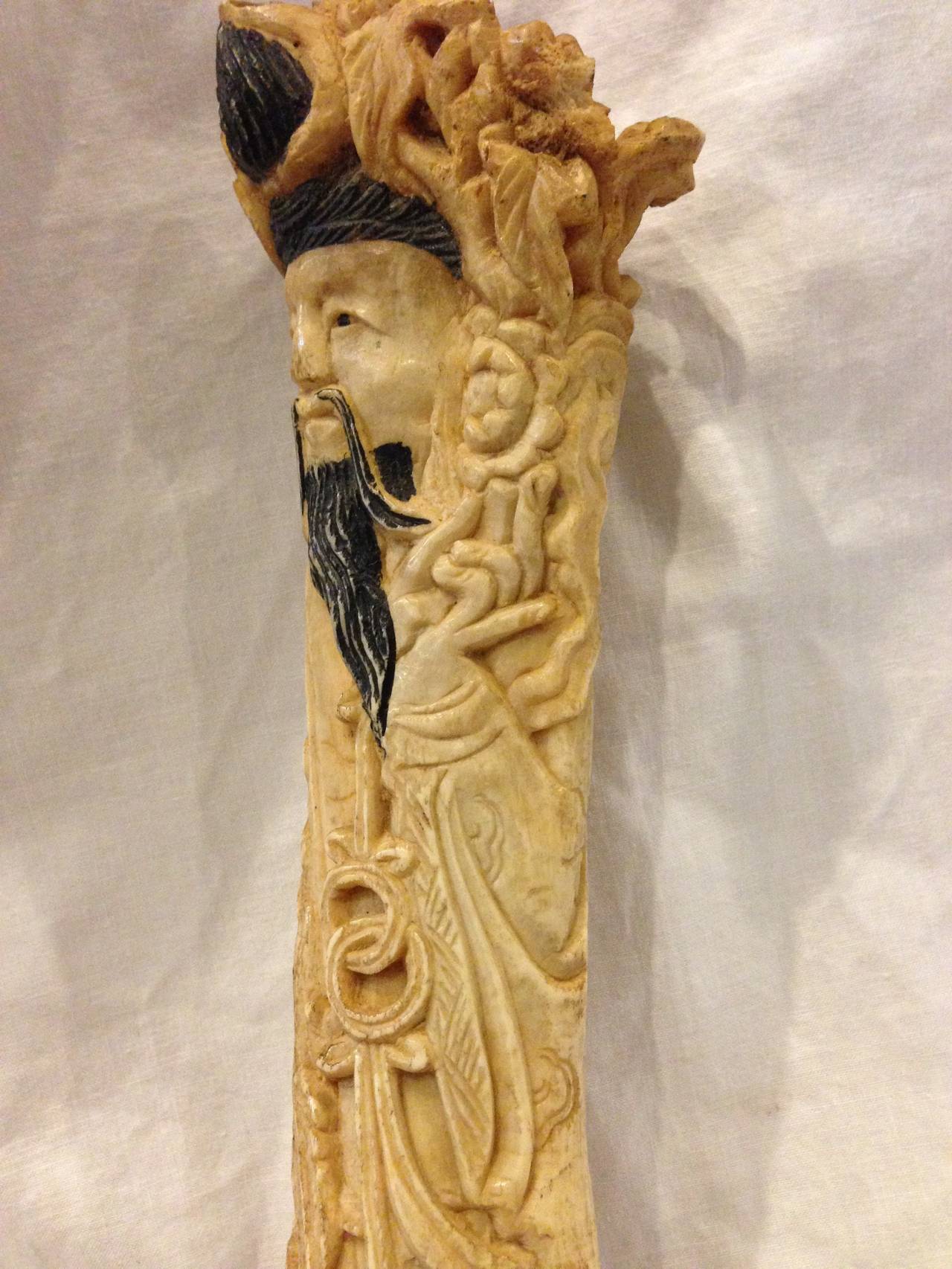 Chinese Antique Bone Sculpture of a Scholar, 19th Century In Excellent Condition In SOMIS, CA