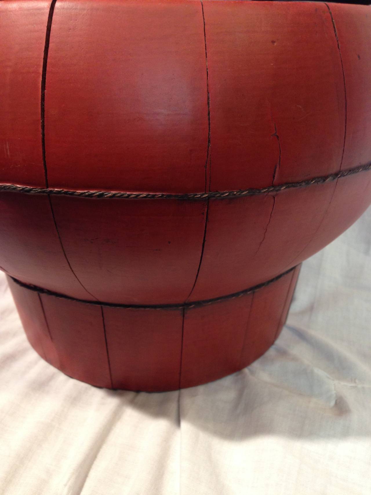 Wood 19th Century Red Wedding Basket For Sale