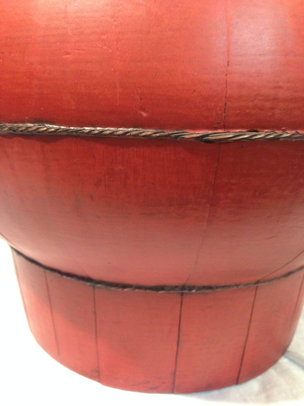 Chinese 19th Century Red Wedding Basket For Sale