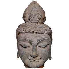 Giant Carved Stone Buddha Guan Yin Head