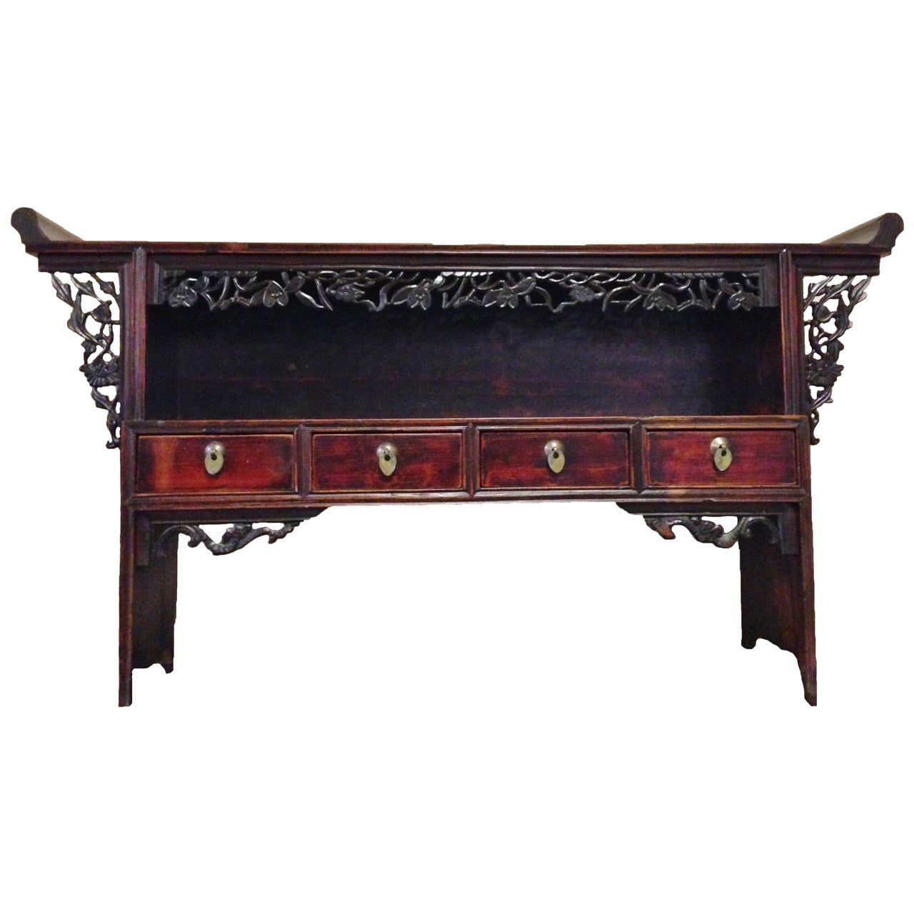 19th Century Chinese Antique Altar Table Open Light