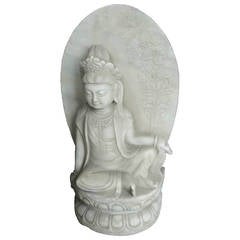 Kwan Yin Statue, White Marble Stone