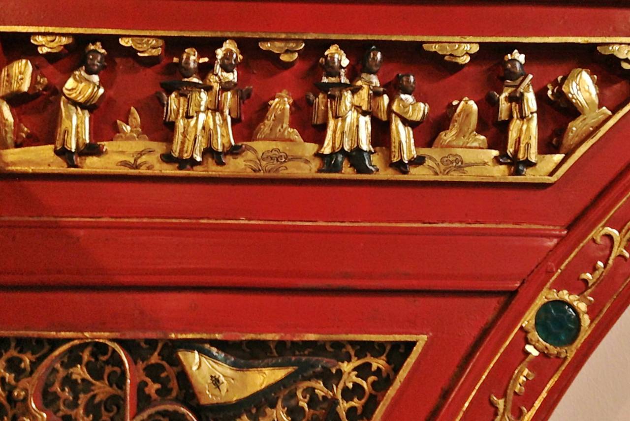 Pair of Antique Gilded Finely Carved Archways, Chinese, 19th Century 3