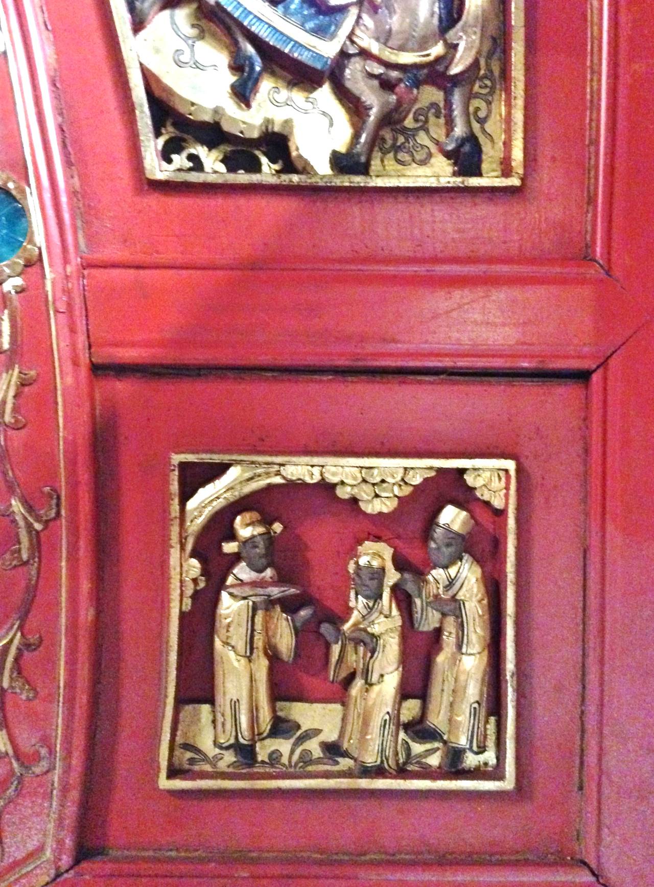Gilt Pair of Antique Gilded Finely Carved Archways, Chinese, 19th Century