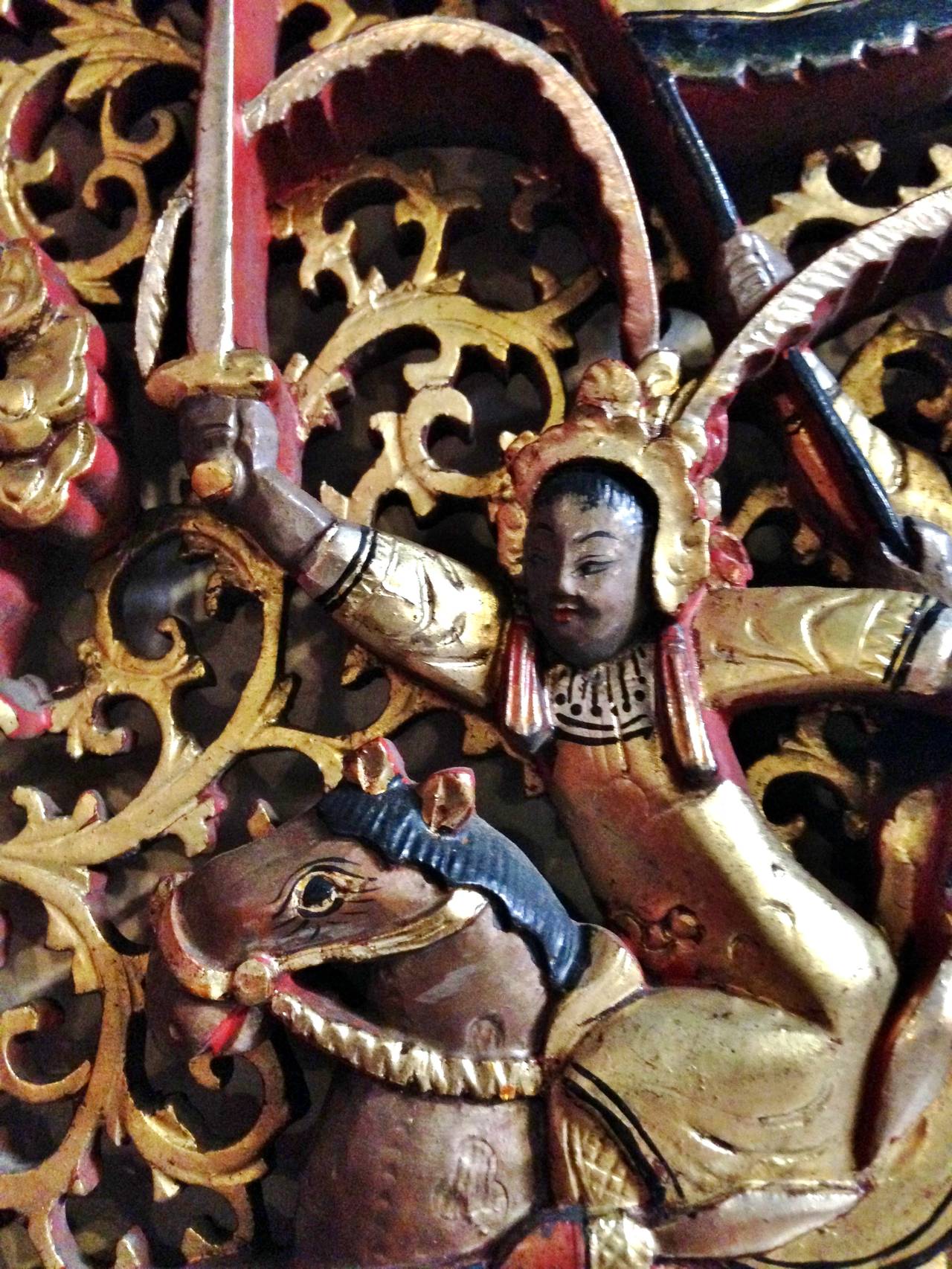 Pair of Antique Gilded Finely Carved Archways, Chinese, 19th Century In Excellent Condition In SOMIS, CA