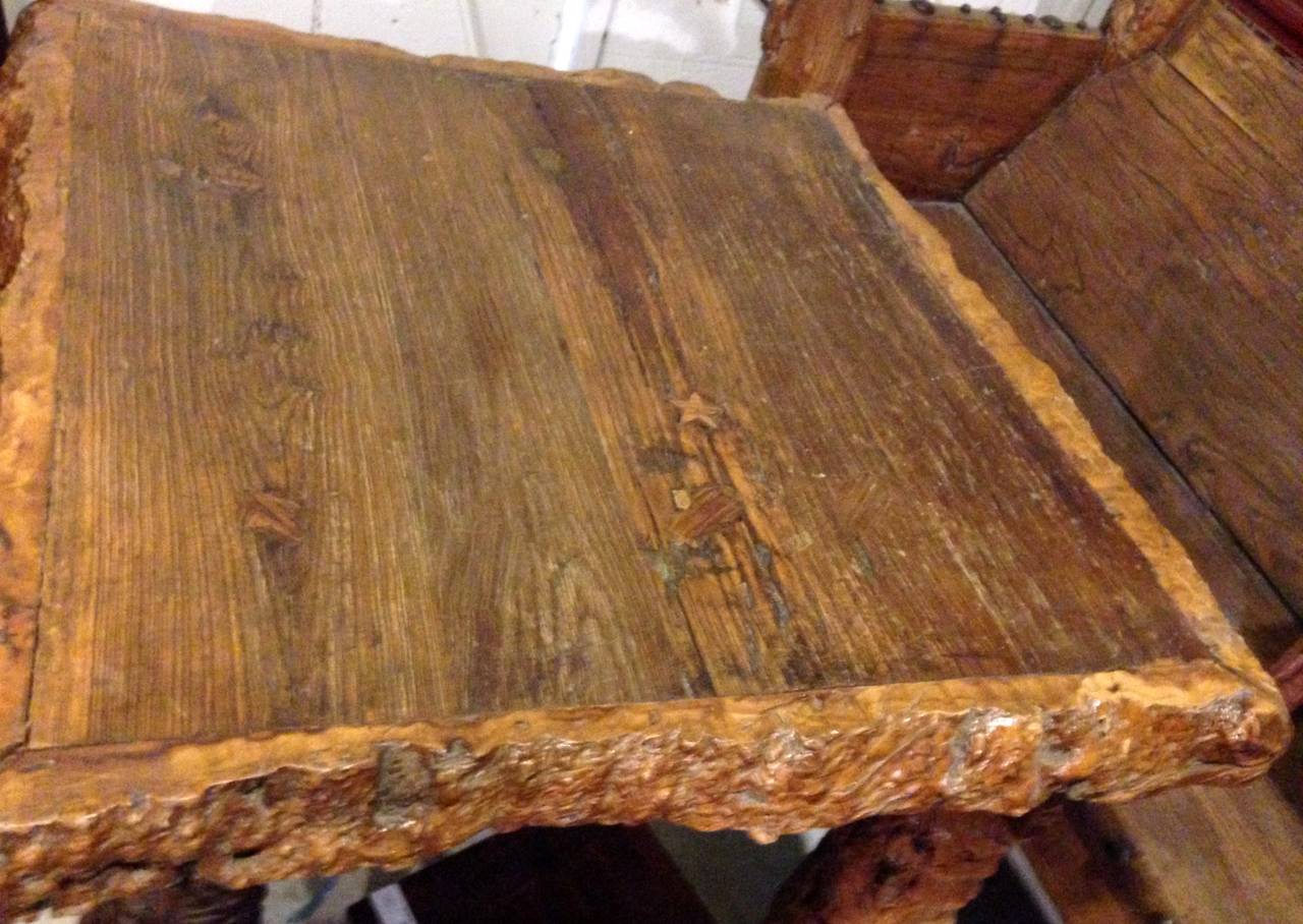 Country Log Table Set, Rustic In Good Condition For Sale In SOMIS, CA