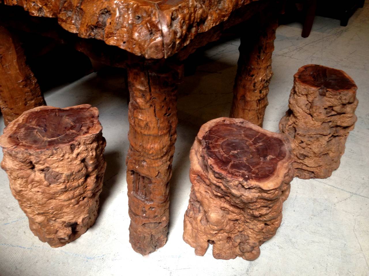Country Log Table Set, Rustic For Sale 3