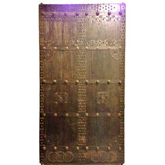 Solid Single Panel Chinese General's Door with Iron Works