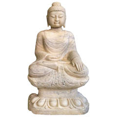 White Marble Buddha, Hand-Carved