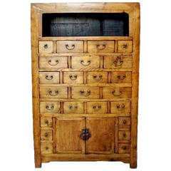 Antique Chinese Apothecary Chest with Open Light Feature