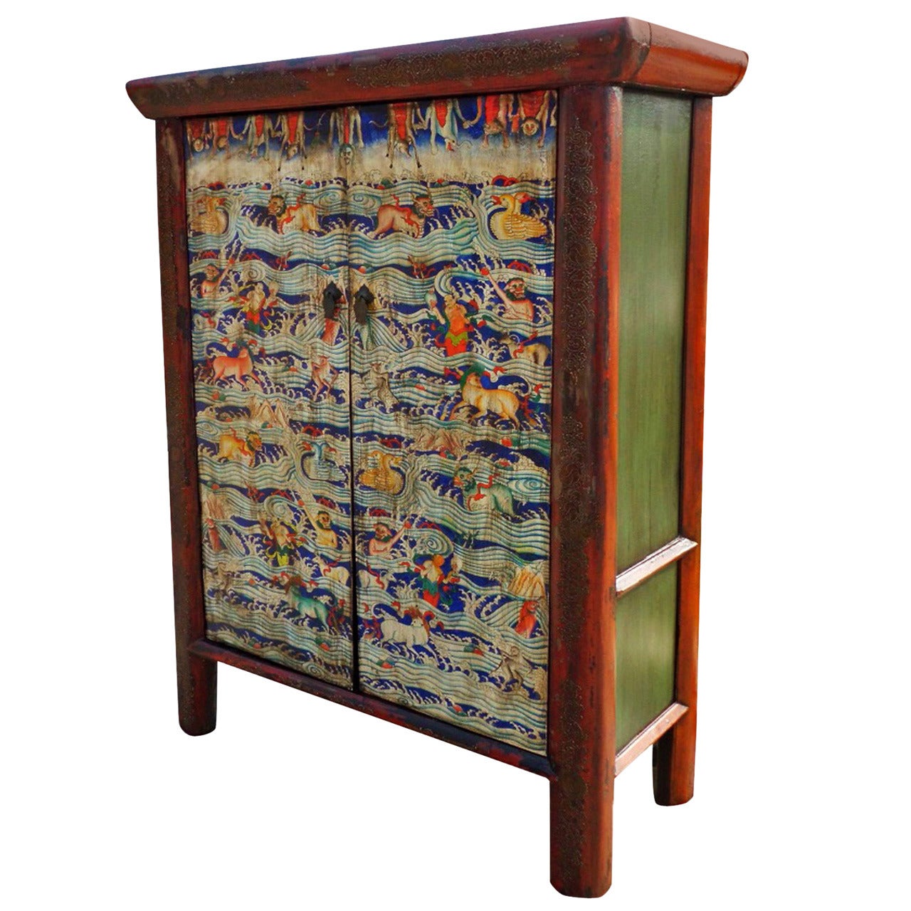 Tibetan Painted Cabinet, Giant, 19th Century For Sale
