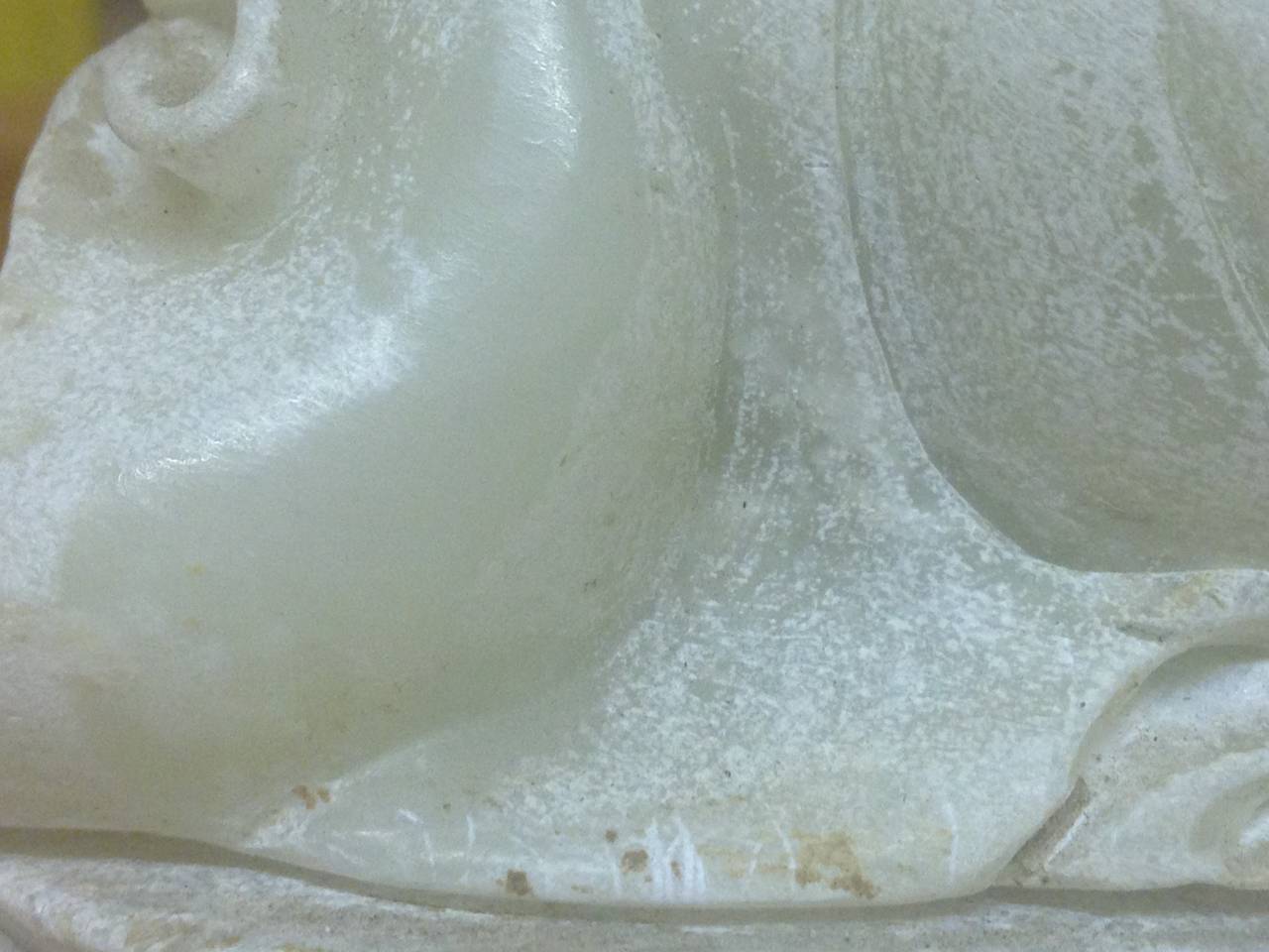Carved Chinese White Jade Buddha Statue 2