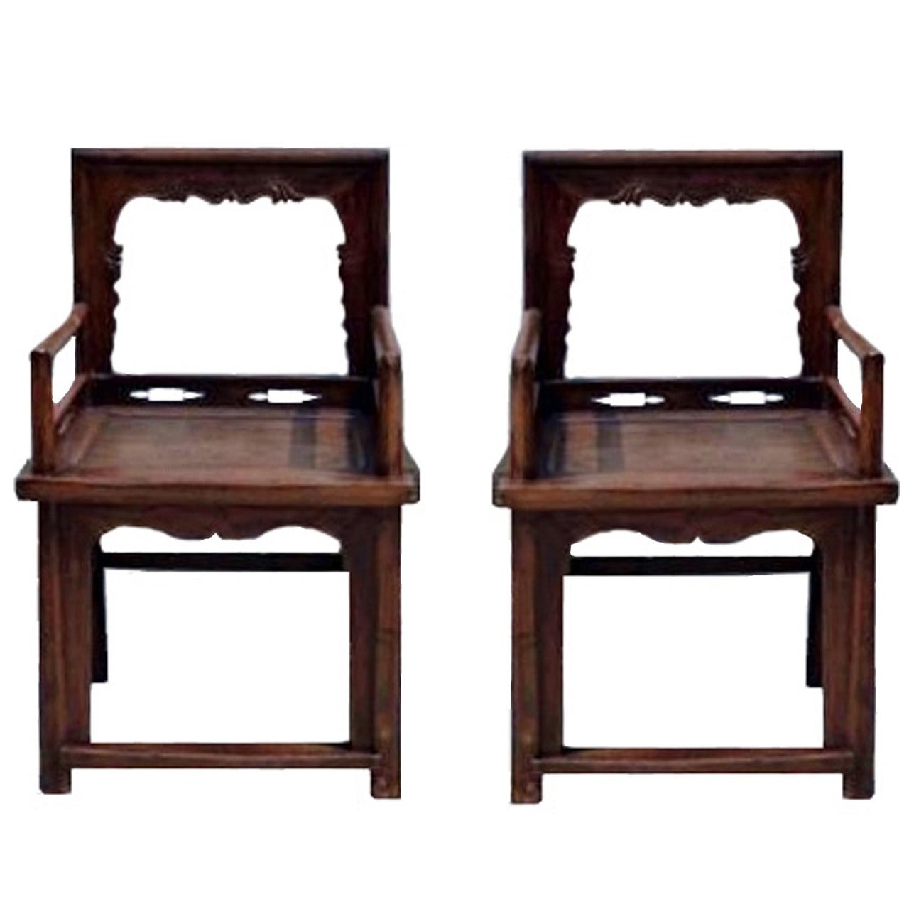 Pair of Chinese Antique Ming Rose Chairs, 19th Century For Sale