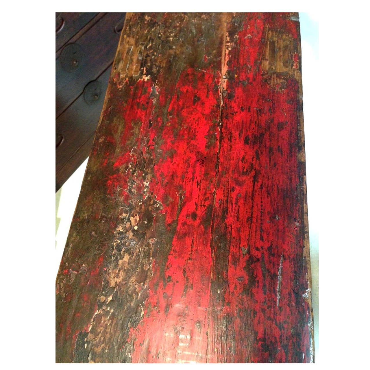 Chinese Antique Narrow Console Table Black and Red In Excellent Condition In SOMIS, CA