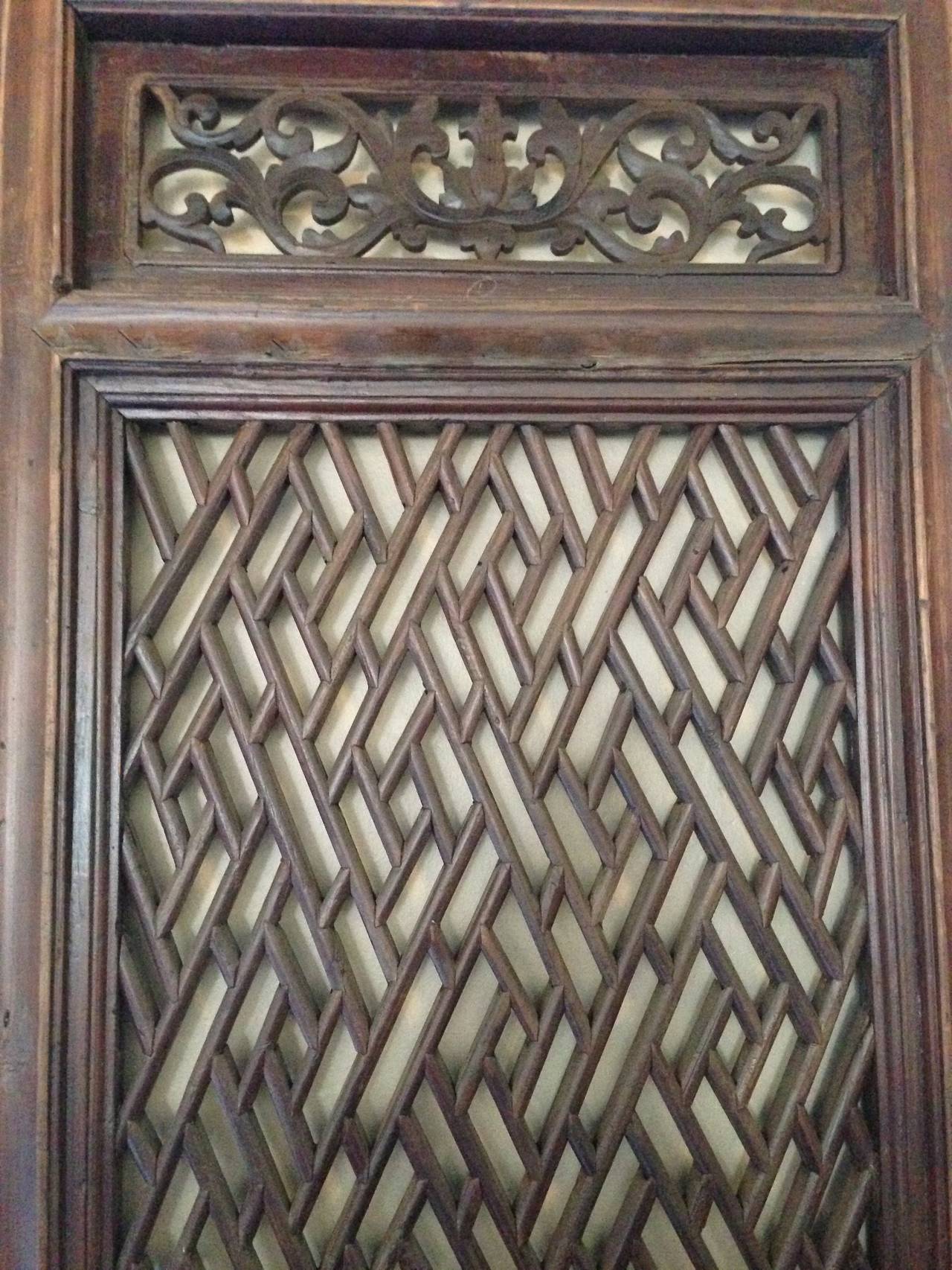 Set of 6 Chinese Antique Lattice Screen Doors, 19th Century