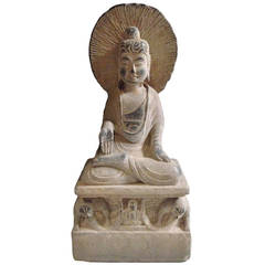Chinese Antique Stone Buddha, Northern Wei Style, 19th Century