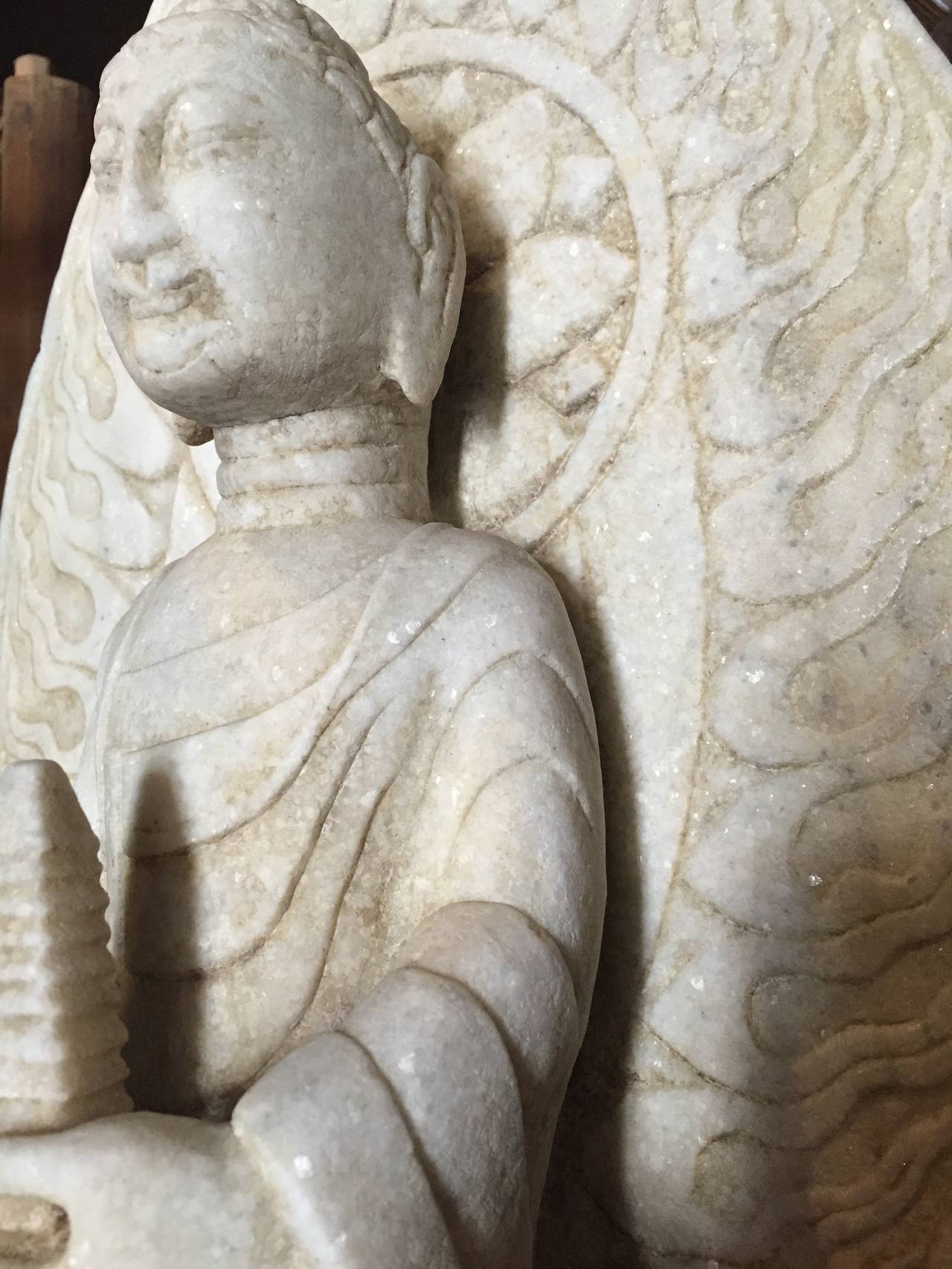 Marble Buddha Holding a Pagoda 1