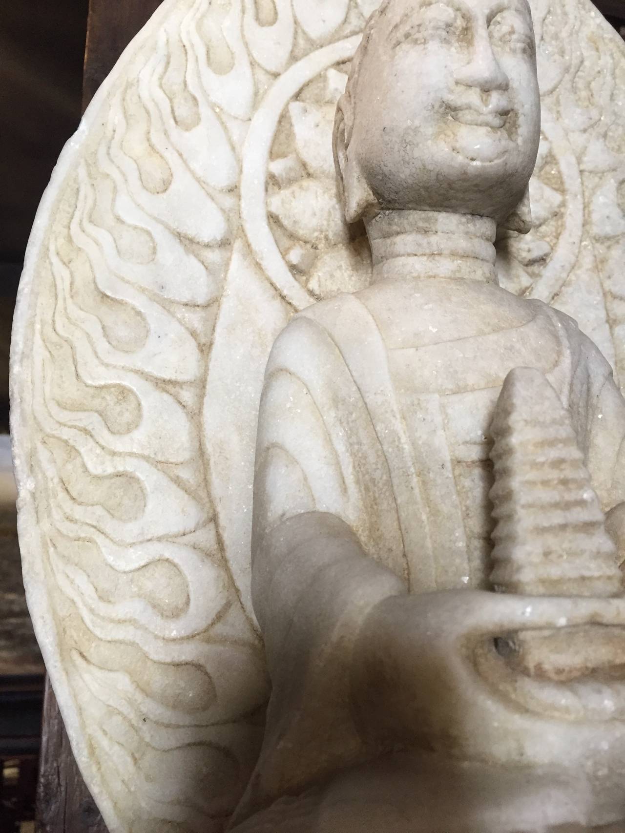 Marble Buddha Holding a Pagoda 2