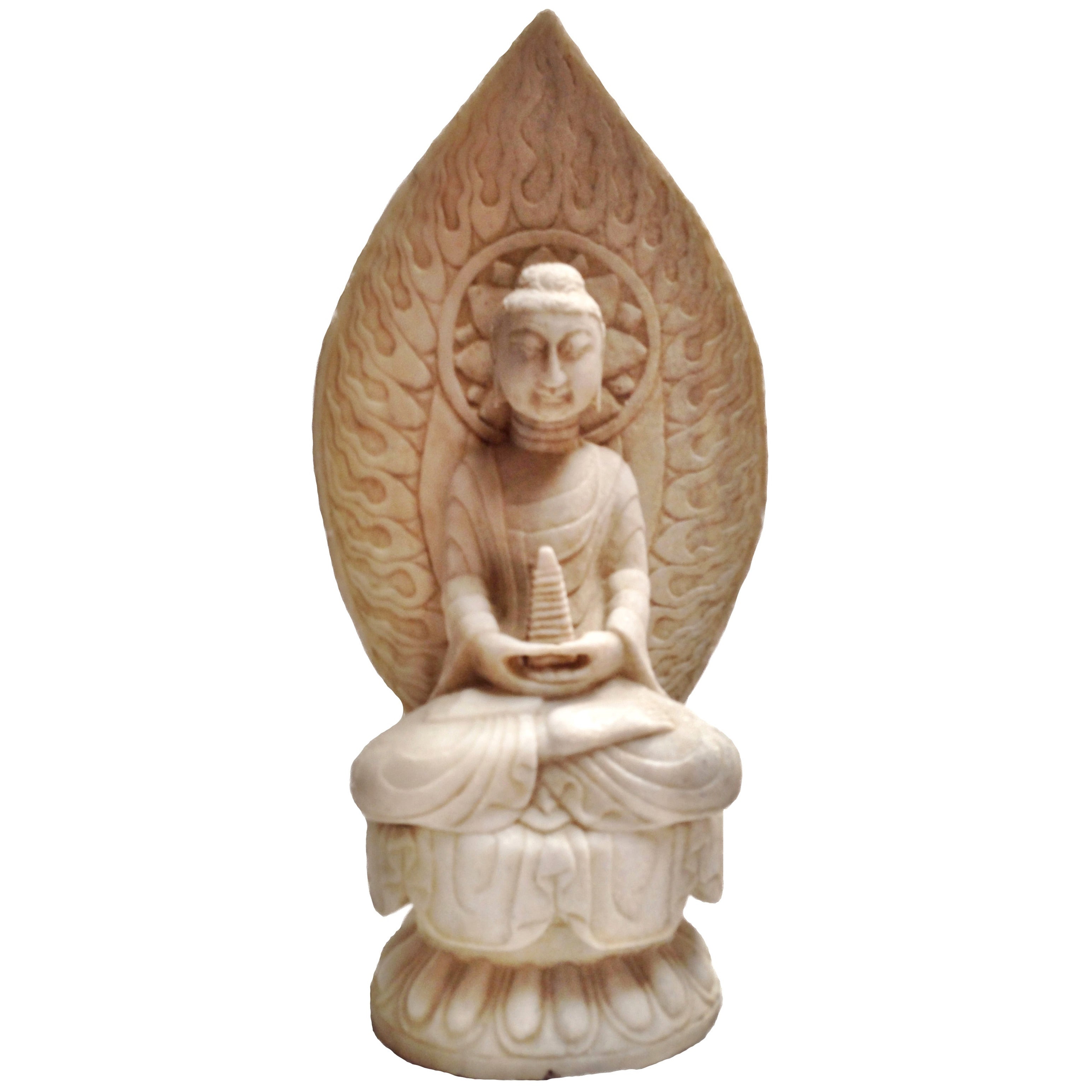 Marble Buddha Holding a Pagoda