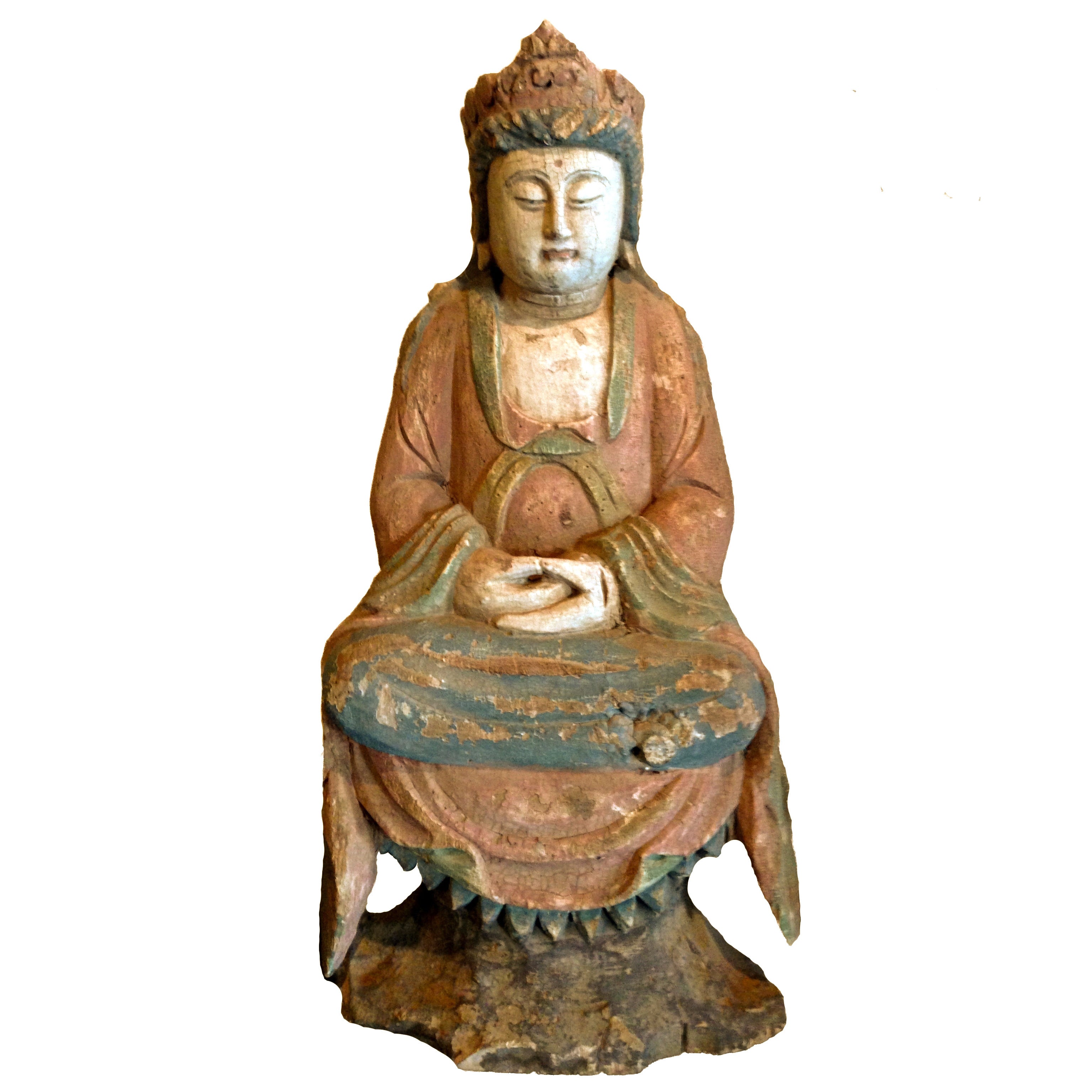 18th Century Chinese Wooden Guan Yin Statue For Sale